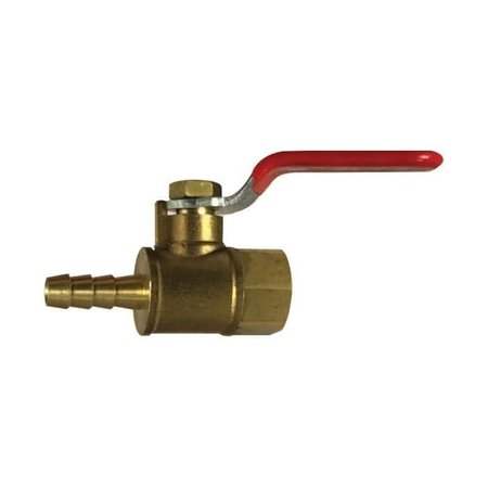 MIDLAND METAL Ball Valve, Mini, 14 Nominal, FIP x Barb, 200 psi WOG, 125 psi WSP, Media Cold Water, Oil, Gas an 944136